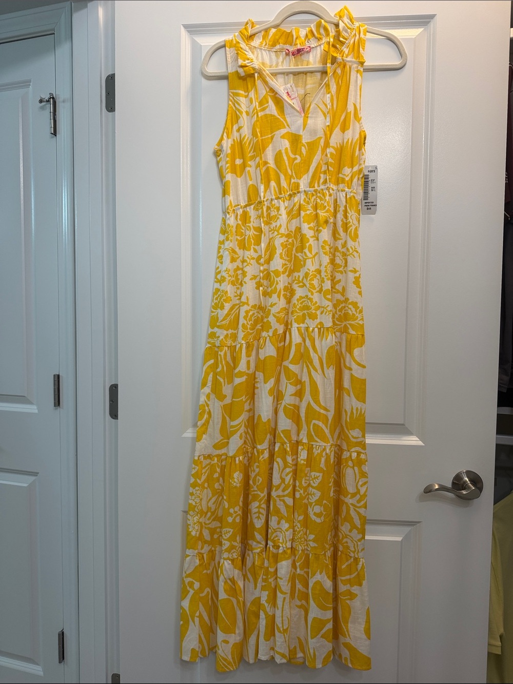 Sunny Yellow Floral Maxi Dress with V-Neck